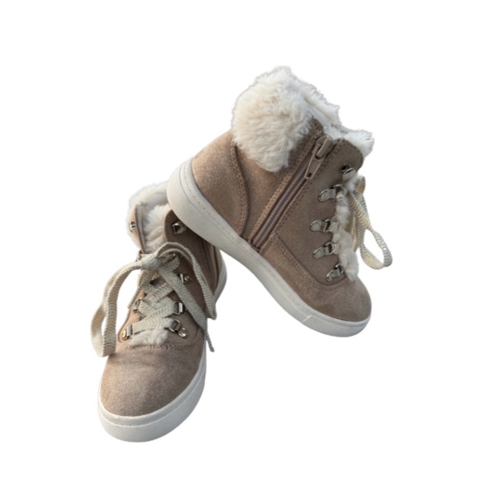 Girls Tan Faux Suede High-Top Sneakers – Size 12 – Excellent Condition
